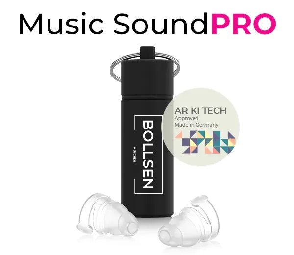 BOLLSEN Music SoundPRO Earplugs With AR KI Tech Measuring for Music - Music, Festivals, DJs, Clubs, Band Members, Orchestra, Bartenders, Security Staff